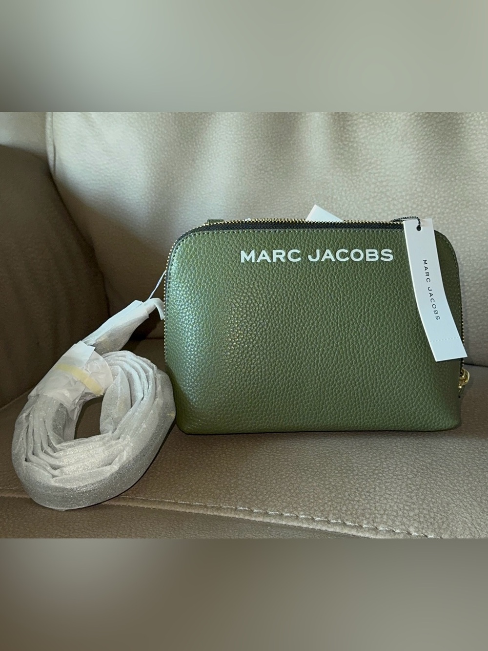 NWT Marc Jacobs Olive Green Pebbled Leather Crossbody - Picture 6 of 12